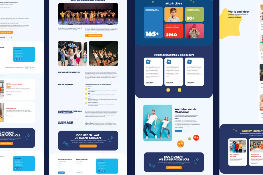 screenshots van de website van MiLa kampen 