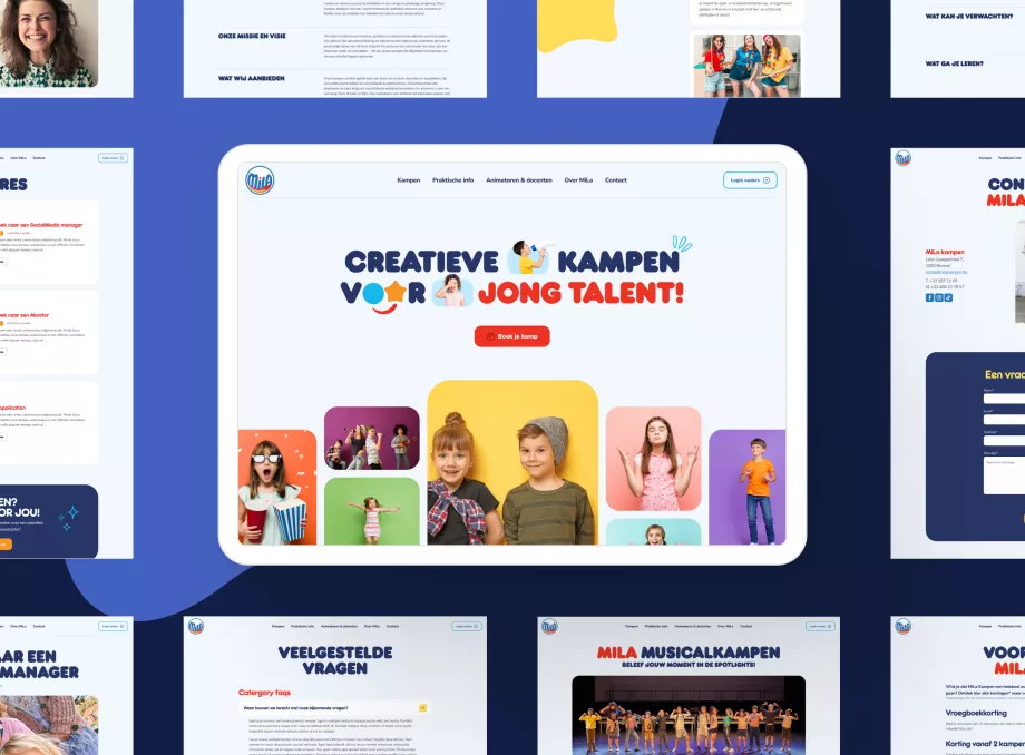 screenshots van de website van MiLa kampen 